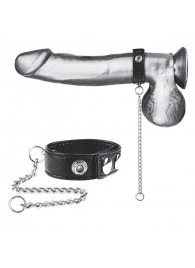 Утяжка на пенис с поводком Snap Cock Ring With 12  Leash - BlueLine - купить с доставкой в Петропавловске-Камчатском