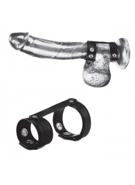 Утяжка на пенис с клёпками Duo Snap Cock And Ball Ring - BlueLine - купить с доставкой в Петропавловске-Камчатском