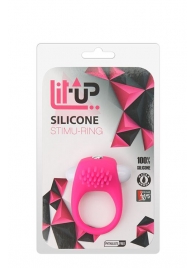 Розовое эрекционное кольцо с щеточкой LIT-UP SILICONE STIMU RING 5 - Dream Toys - в Петропавловске-Камчатском купить с доставкой