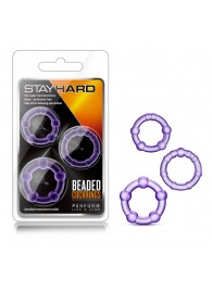 Набор из 3 фиолетовых эрекционных колец Stay Hard Beaded Cockrings - Blush Novelties - в Петропавловске-Камчатском купить с доставкой