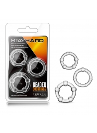 Набор из 3 прозрачных эрекционных колец Stay Hard Beaded Cockrings - Blush Novelties - в Петропавловске-Камчатском купить с доставкой