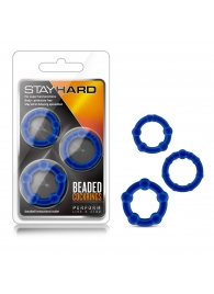 Набор из 3 синих эрекционных колец Stay Hard Beaded Cockrings - Blush Novelties - в Петропавловске-Камчатском купить с доставкой