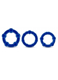 Набор из 3 синих эрекционных колец Stay Hard Beaded Cockrings - Blush Novelties - в Петропавловске-Камчатском купить с доставкой