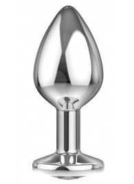 Большая серебристая анальная пробка Diamond Clear Sparkle Large с прозрачным кристаллом - 8 см. - Lola Games - купить с доставкой в Петропавловске-Камчатском