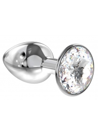 Малая серебристая анальная пробка Diamond Clear Sparkle Small с прозрачным кристаллом - 7 см. - Lola Games - купить с доставкой в Петропавловске-Камчатском