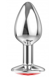 Малая серебристая анальная пробка Diamond Red Sparkle Small с красным кристаллом - 7 см. - Lola Games - купить с доставкой в Петропавловске-Камчатском