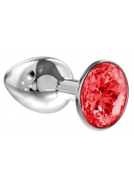 Малая серебристая анальная пробка Diamond Red Sparkle Small с красным кристаллом - 7 см. - Lola Games - купить с доставкой в Петропавловске-Камчатском