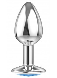 Малая серебристая анальная пробка Diamond Light blue Sparkle Small с голубым кристаллом - 7 см. - Lola Games - купить с доставкой в Петропавловске-Камчатском