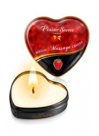 Массажная свеча с ароматом клубники Bougie Massage Candle - 35 мл. - Plaisir Secret - купить с доставкой в Петропавловске-Камчатском