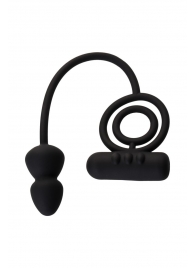 Чёрное эрекционное кольцо с вибропулькой и анальным хвостом - Erotist Adult Toys - в Петропавловске-Камчатском купить с доставкой