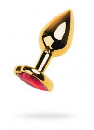 Золотистая анальная пробка с кристаллом-сердцем - 7,5 см. - ToyFa - купить с доставкой в Петропавловске-Камчатском