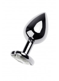 Серебристая анальная пробка с прозрачным кристаллом-сердцем - 8 см. - ToyFa - купить с доставкой в Петропавловске-Камчатском