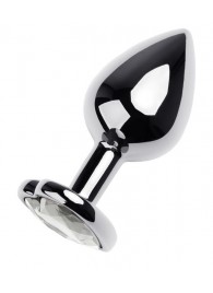 Серебристая анальная пробка с прозрачным кристаллом-сердцем - 8 см. - ToyFa - купить с доставкой в Петропавловске-Камчатском