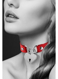 Красный чокер с замком в форме сердца - Bijoux Pour Toi - купить с доставкой в Петропавловске-Камчатском