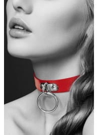 Красный узенький чокер с кольцом - Bijoux Pour Toi - купить с доставкой в Петропавловске-Камчатском