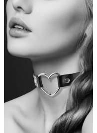 Чёрный чокер с кольцом в форме сердца - Bijoux Pour Toi - купить с доставкой в Петропавловске-Камчатском
