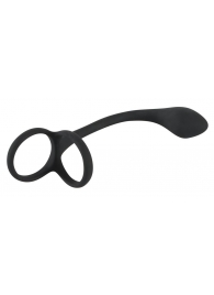 Эрекционное кольцо с утяжкой на мошонку и анальным плаг Black Velvets - Orion - в Петропавловске-Камчатском купить с доставкой