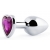 Серебристая анальная пробка с фиолетовым кристаллом-сердечком - 8 см. - Anal Jewelry Plug - купить с доставкой в Петропавловске-Камчатском