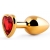 Золотистая анальная пробка с красным стразом-сердечком - 8 см. - Anal Jewelry Plug - купить с доставкой в Петропавловске-Камчатском