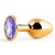 Золотистая анальная пробка с фиолетовым стразом - 7,2 см. - Anal Jewelry Plug - купить с доставкой в Петропавловске-Камчатском