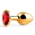 Золотистая анальная пробка с красным стразом - 7,2 см. - Anal Jewelry Plug - купить с доставкой в Петропавловске-Камчатском