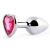 Серебристая анальная пробка с розовым кристаллом-сердечком - 7 см. - Anal Jewelry Plug - купить с доставкой в Петропавловске-Камчатском