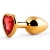 Золотистая анальная пробка с красным стразом-сердечком - 7 см. - Anal Jewelry Plug - купить с доставкой в Петропавловске-Камчатском