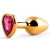 Золотистая анальная пробка с малиновым кристаллом-сердечком - 7 см. - Anal Jewelry Plug - купить с доставкой в Петропавловске-Камчатском