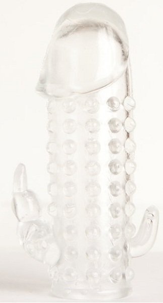 Гелевая прозрачная насадка с 2 отростками - 13 см. - Toyfa Basic - в Петропавловске-Камчатском купить с доставкой