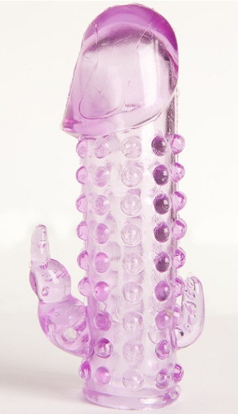 Закрытая фиолетовая насадка с 2 отростками - 13 см. - Toyfa Basic - в Петропавловске-Камчатском купить с доставкой