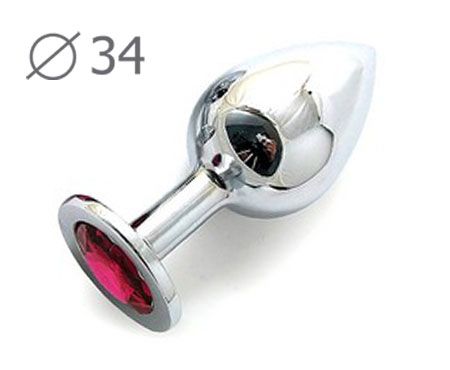 Коническая серебристая анальная втулка с малиновым кристаллом - 8,2 см. - Anal Jewelry Plug - купить с доставкой в Петропавловске-Камчатском