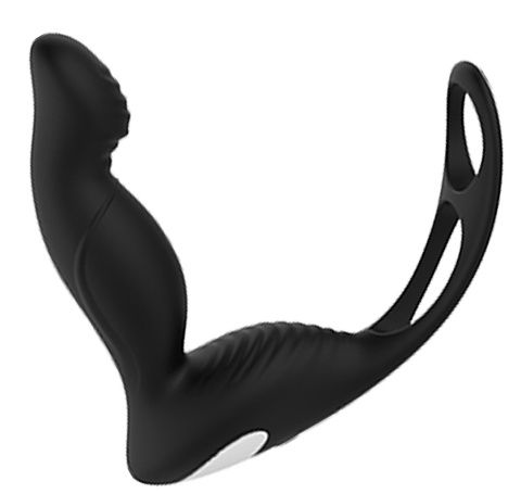Черный вибромассажер простаты P-PLEASER W ERECTION ENHANCE - Dream Toys - в Петропавловске-Камчатском купить с доставкой