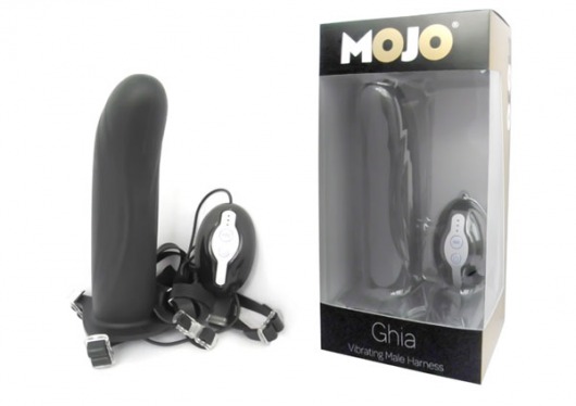 Черный страпон с вибратором Mojo Ghia - Seven Creations - купить с доставкой в Петропавловске-Камчатском