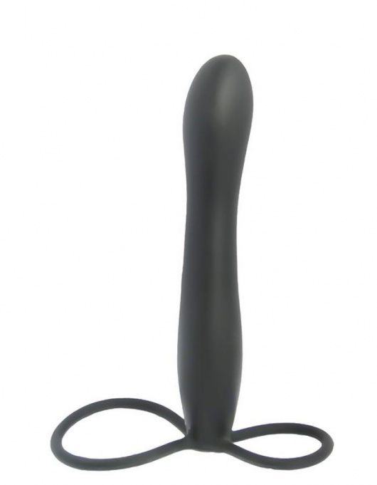 Черная насадка на пенис для двойной стимуляции Mojo BlackJack - 15 см. - Seven Creations - в Петропавловске-Камчатском купить с доставкой