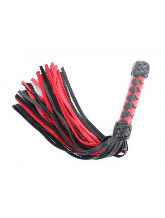 Черно-красная клеть с плетеной ручкой с ромбовидным узором - 45 см. - БДСМ Арсенал - купить с доставкой в Петропавловске-Камчатском