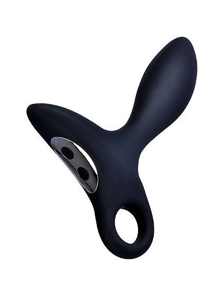 Черный силиконовый анальный вибромассажер Erokey с колечком-ограничителем - Erokay - в Петропавловске-Камчатском купить с доставкой