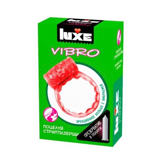 Розовое эрекционное виброкольцо Luxe VIBRO  Поцелуй стриптизёрши  + презерватив - Luxe - в Петропавловске-Камчатском купить с доставкой