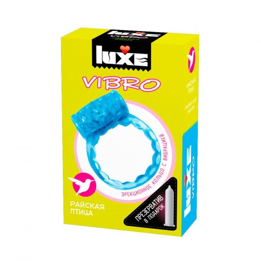 Голубое эрекционное виброкольцо Luxe VIBRO  Райская птица  + презерватив - Luxe - в Петропавловске-Камчатском купить с доставкой