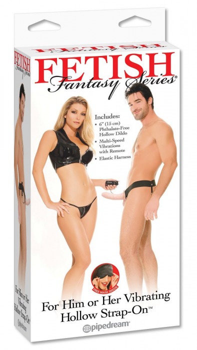 Полый страпон унисекс телесного цвета с вибрацией For Him or Her ​Vibrating Hollow Strap-On - 15 см. - Pipedream - купить с доставкой в Петропавловске-Камчатском