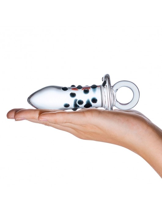 Мини-пробочка из стекла с черными пупырышками, 8 см - Glas