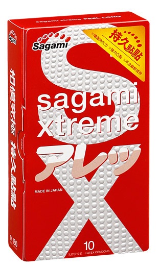 Утолщенные презервативы Sagami Xtreme Feel Long с точками - 10 шт. - Sagami - купить с доставкой в Петропавловске-Камчатском