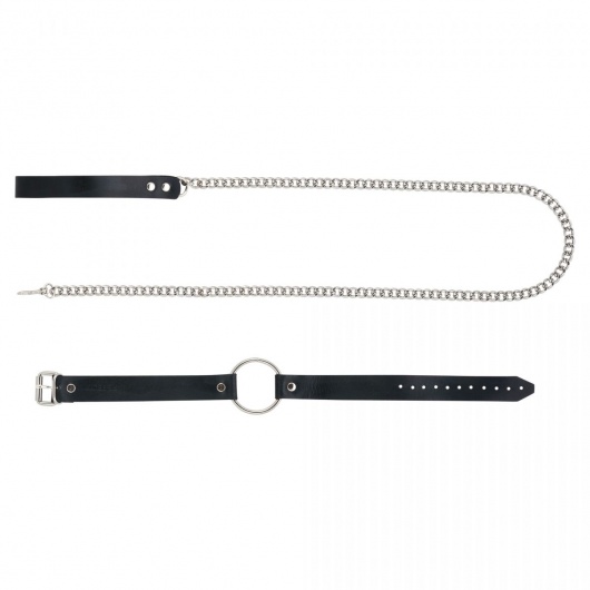 Черный поводок и чокер с кольцом Rada - Rebelts - купить с доставкой в Петропавловске-Камчатском