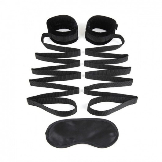 Чёрные манжеты для фиксации на кровати Bondage Bed Strap - Lux Fetish - купить с доставкой в Петропавловске-Камчатском