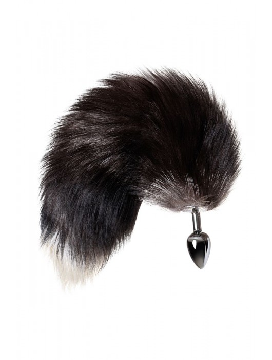 Серебристая металлическая анальная втулка с хвостом чернобурой лисы - размер S - ToyFa - купить с доставкой в Петропавловске-Камчатском