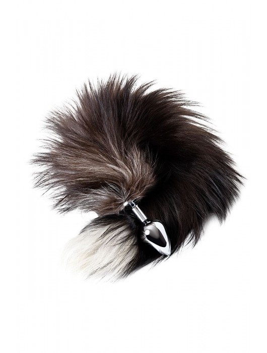 Серебристая металлическая анальная втулка с хвостом чернобурой лисы - размер S - ToyFa - купить с доставкой в Петропавловске-Камчатском