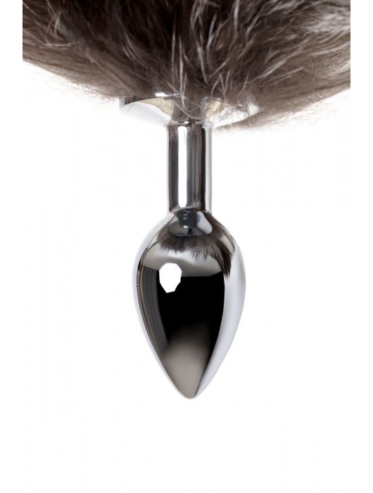 Серебристая металлическая анальная втулка с хвостом чернобурой лисы - размер S - ToyFa - купить с доставкой в Петропавловске-Камчатском