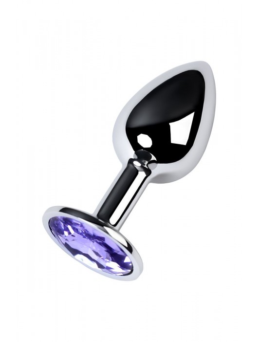 Серебристая конусовидная анальная пробка с фиолетовым кристаллом - 7 см. - ToyFa - купить с доставкой в Петропавловске-Камчатском