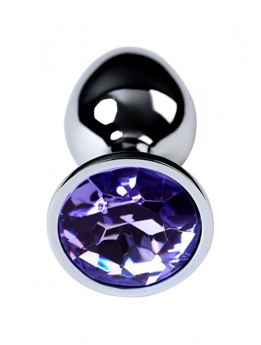 Серебристая конусовидная анальная пробка с фиолетовым кристаллом - 7 см. - ToyFa - купить с доставкой в Петропавловске-Камчатском