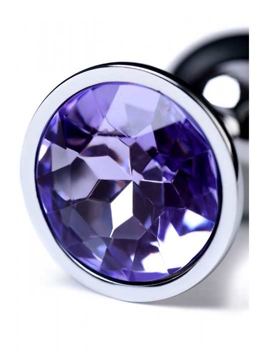 Серебристая конусовидная анальная пробка с фиолетовым кристаллом - 7 см. - ToyFa - купить с доставкой в Петропавловске-Камчатском
