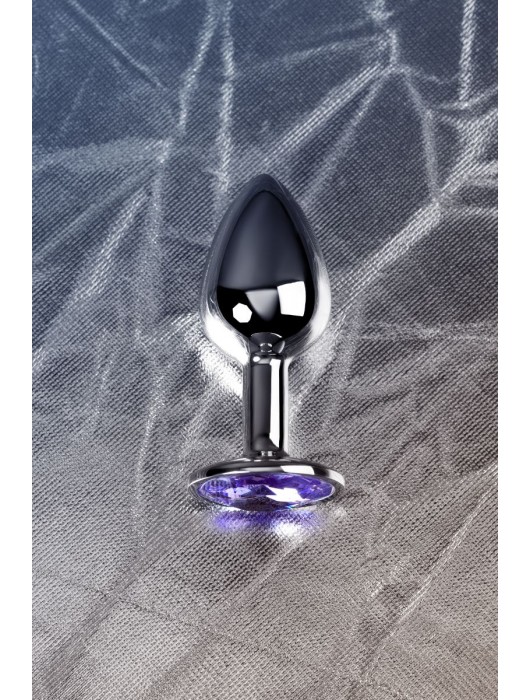 Серебристая конусовидная анальная пробка с фиолетовым кристаллом - 7 см. - ToyFa - купить с доставкой в Петропавловске-Камчатском
